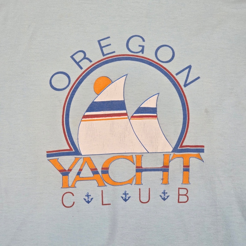 Vintage Super Shirts Oregon Yacht Club T-Shirt Mens Medium Blue Made in USA 80s - Picture 3 of 16